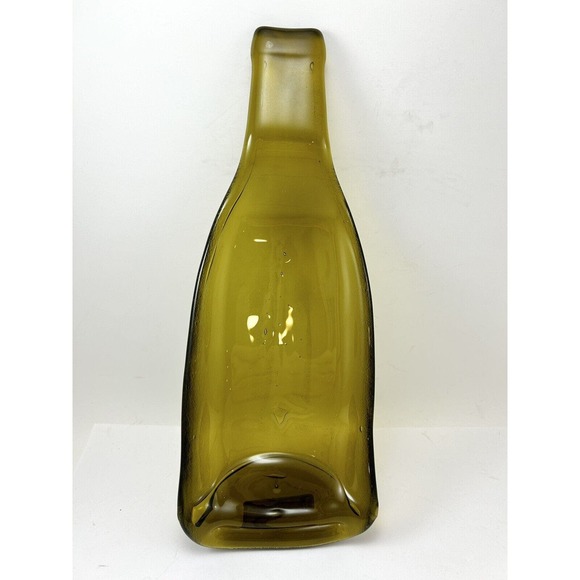 Recycled Green Glass‎ Wine Bottle Relish Serving Tray Melted Charcuterie Olive - Picture 3 of 7
